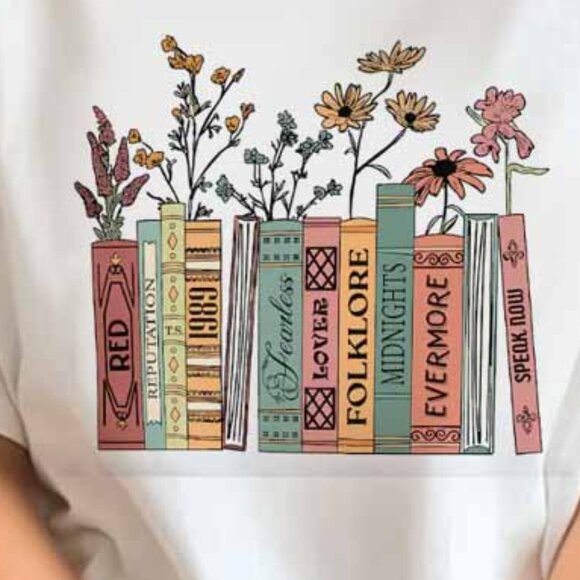 Albums As Books T-Shirt, Gift For Book Lovers, Reading Tee Shirt - Picture 2 of 4